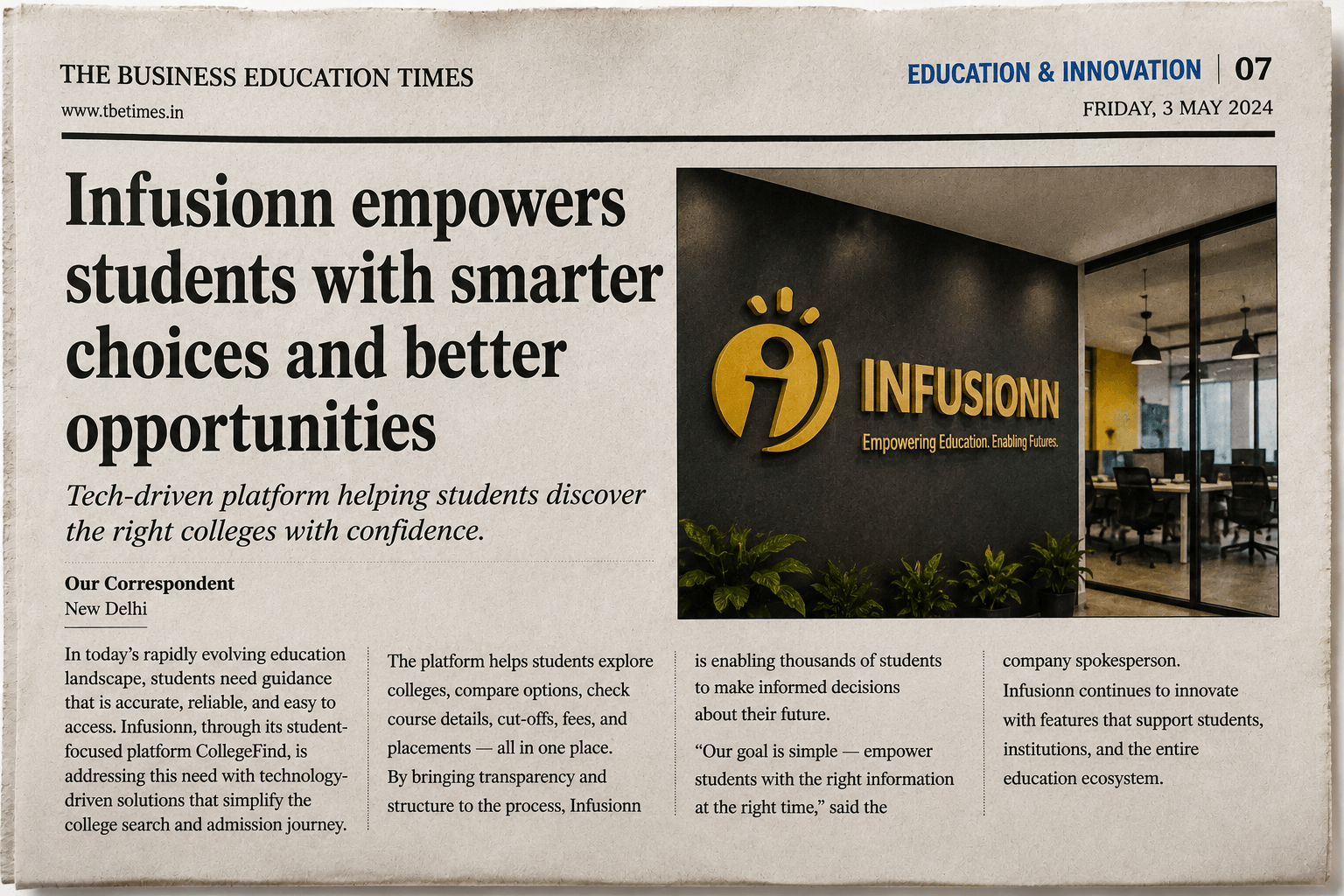 Infusionn Empowers Students With Smarter Choices
