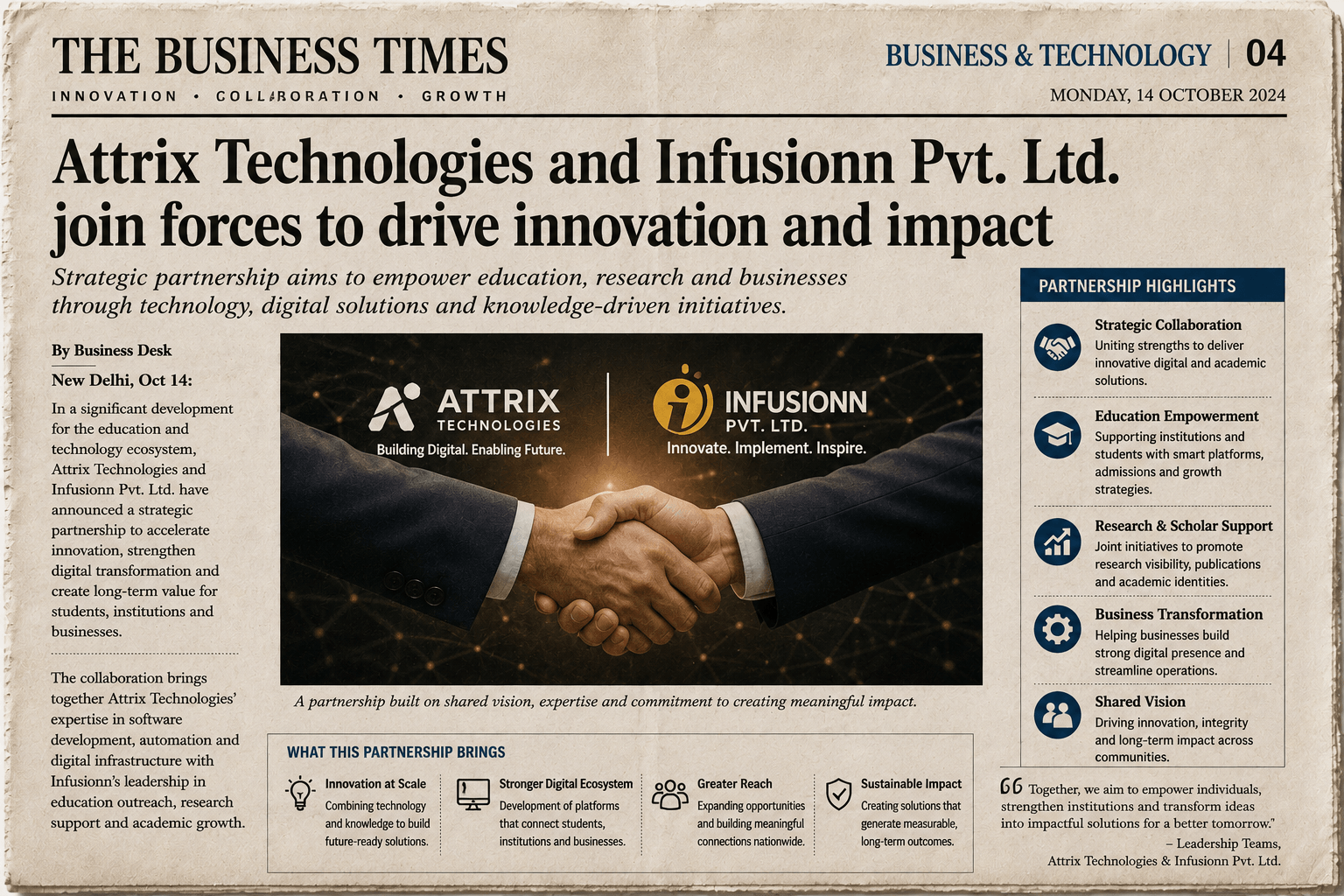 Attrix Technologies & Infusionn Partnership